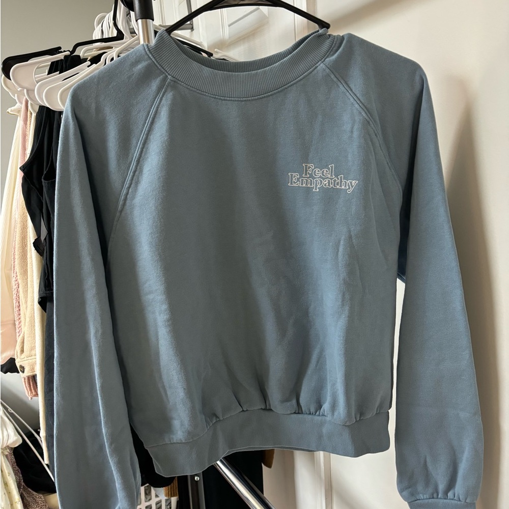 H&M Blue Sweatshirt with Embroidery